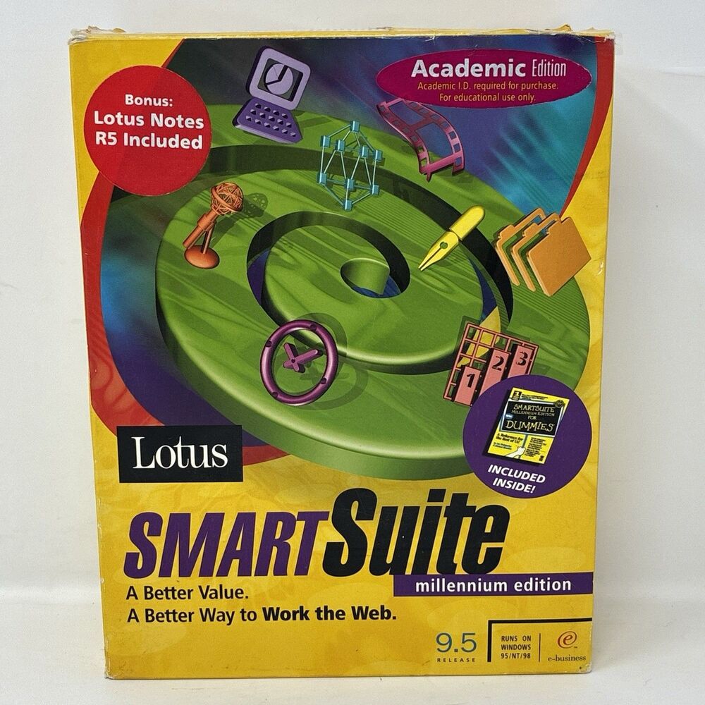 Lotus SmartSuite Millennium Edition 9.5 Notes R5 ViaVoice Big Box Full Versions